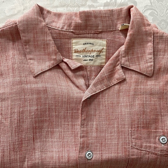 Weatherproof Vintage Shirt Mens Large Red Button Up Cotton Casual Dad - Picture 1 of 8